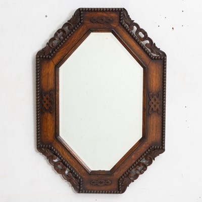 Lot 268 - Stained Oak Octagonal Mirror