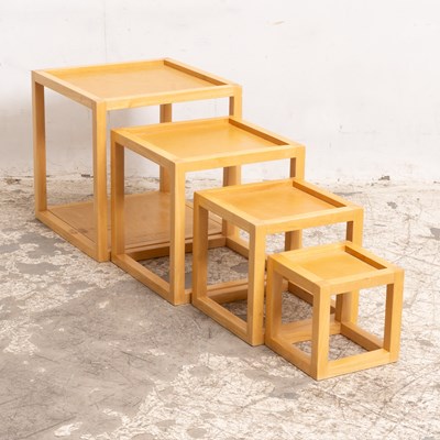 Lot 64 - Nest of Four Blonde Wood Cube Tables