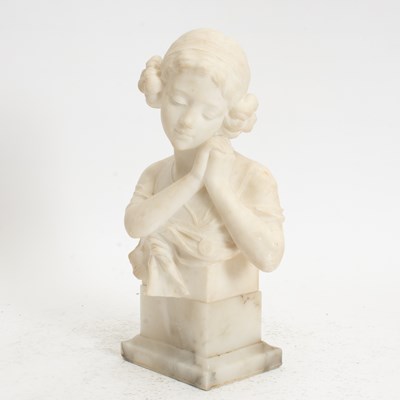 Lot 25 - Continental Carved White Marble Bust of a Young Girl