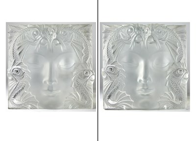 Lot 336 - Lalique Molded Glass Masque de Femme Plaque