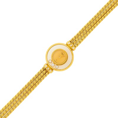 Lot 199 - Chopard Triple Strand Gold and Diamond 'Happy Diamond' Wristwatch