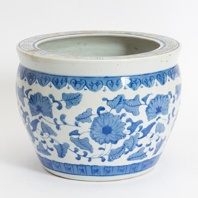 Lot 329 - Blue & White Chinese Fish Bowl