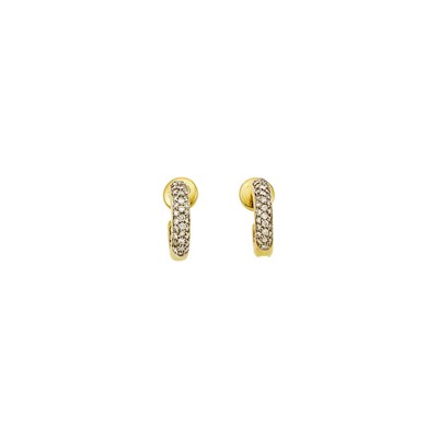 Lot 2327 - Cartier Pair of Two-Color Gold and Diamond Hoop Earrings