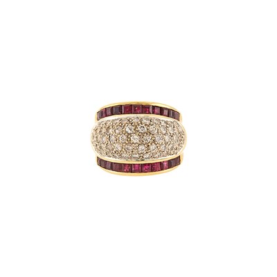 Lot 2355 - Gold, Ruby and Diamond Bombé Ring