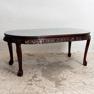 Lot 229 - Asian Style Wood Mother of Pearl Inlaid Dining Table