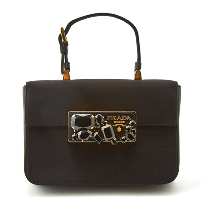 Lot 1198 - Prada Black Satin and Rhinestone Bag