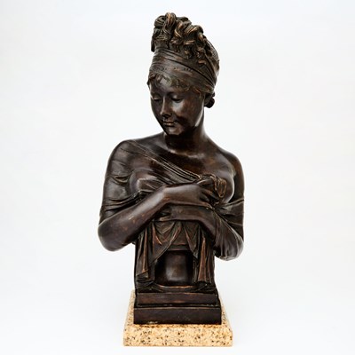 Lot 313 - Patinated Bronze Bust of Madame Récamier