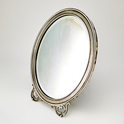 Lot 707 - Continental Silver Oval Table Dressing Mirror