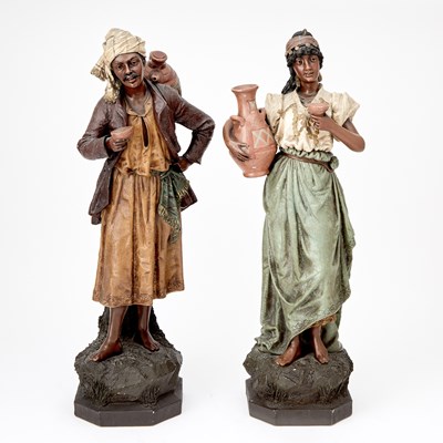 Lot 390 - A pair of Johann Maresch cold-painted terracotta figures