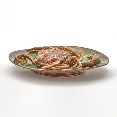 Lot 211 - Palissy Style Glazed Terracotta Charger With Sea Crab by Alfred Renoleau