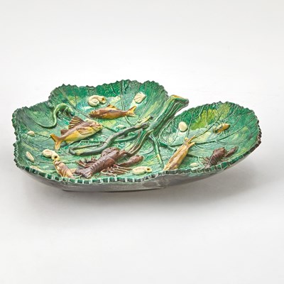 Lot 213 - Palissy Style Heart-Shaped Dish With Fish, Insects and Shells by Francois Maurice