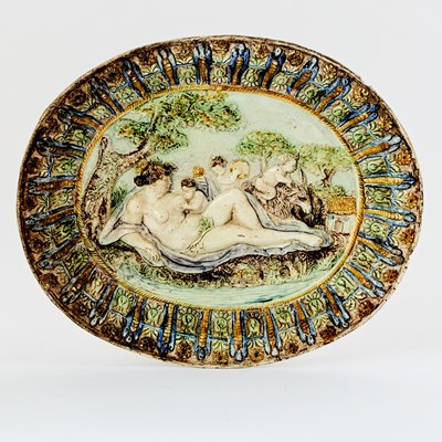 Lot 205 - French Palissy Style Molded Faience Charger