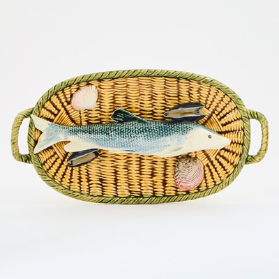 Lot 209 - Choisy-le-Roi Majolica Palissy Ware Trompe L’Oeil Basket Tray With Fish and Shells