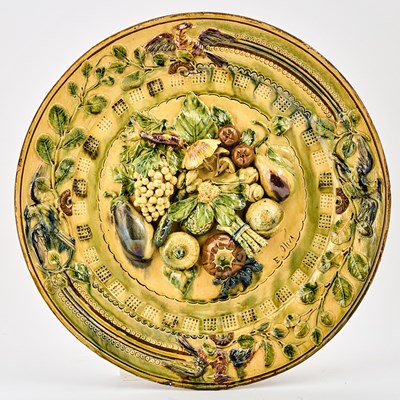 Lot 212 - Etienne Oliva Palissy Ware Faience Trompe L’Oeil Circular Charger