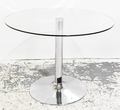 Lot 383 - Modern Nickel and Glass Top Round Table