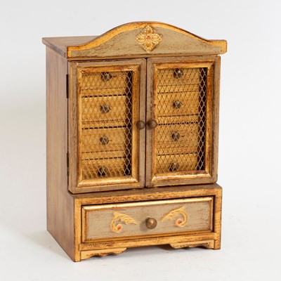 Lot 389 - Gilt Painted Miniature Jewelry Cabinet