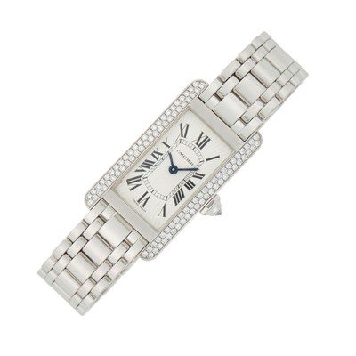 Lot 153 - Cartier White Gold and Diamond 'Tank Américaine' Wristwatch, Ref. 2489