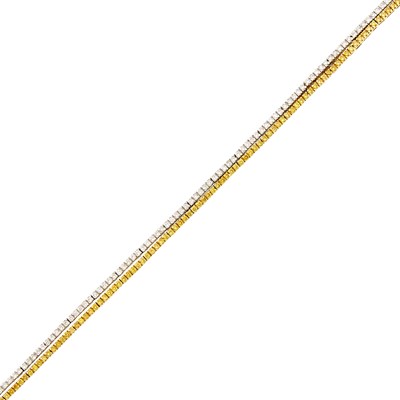 Lot 1190 - Double Strand Two-Color Gold, Colored Diamond and Diamond Bracelet