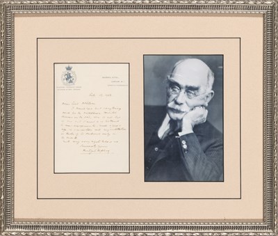 Lot 756 - Signed notes from Kipling, Wells, and Barrie