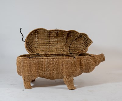 Lot 2 - Large Wicker Pig-Form Trunk