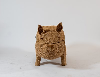 Lot 2 - Large Wicker Pig-Form Trunk