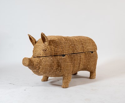 Lot 2 - Large Wicker Pig-Form Trunk