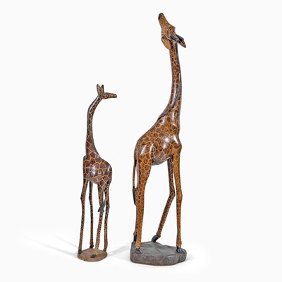 Lot 497 - Two Painted Wood Giraffes