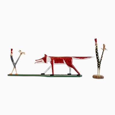 Lot 525 - American Folk Art Coyote and Bird Group