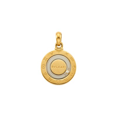 Lot 1004 - Bulgari Gold, Stainless Steel and Diamond 'Zodiac' Pendant