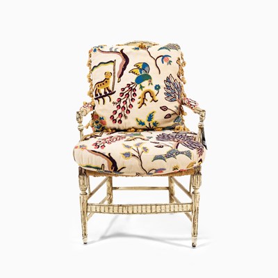 Lot 276 - Neoclassical Style White-Painted Armchair