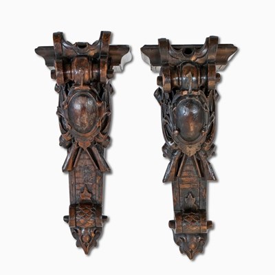 Lot 460 - Pair of Italian Renaissance Style Walnut Wall Brackets