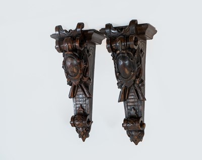 Lot 460 - Pair of Italian Renaissance Style Walnut Wall Brackets
