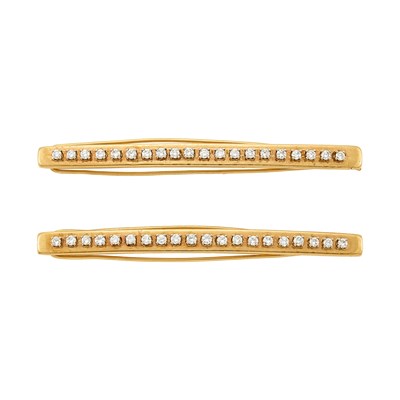 Lot 1036 - Pair of Gold and Diamond Barrettes