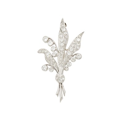 Lot 1131 - Platinum and Diamond Brooch