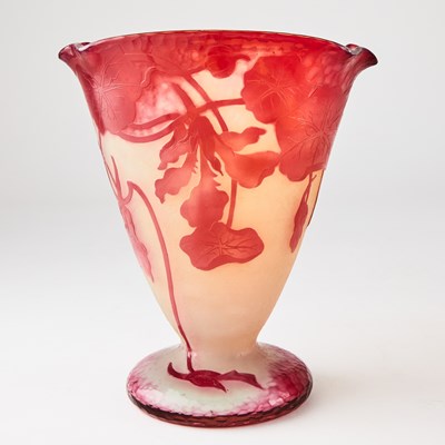 Lot 236 - Daum Art Nouveau Acid-Etched and Martelé Cameo Glass Vase