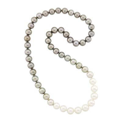 Lot 167 - South Sea and Ombré Tahitian Gray Cultured Pearl Necklace