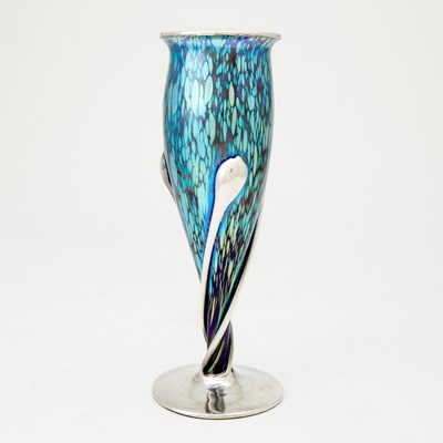 Lot 235 - Bohemian Silver Overlay and Applied Art Glass Vase