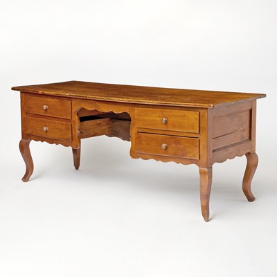 Lot 178 - Louis XV Provincial Style Beechwood Kneehole Writing Table