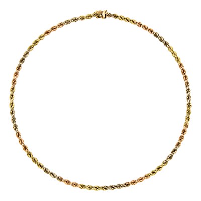 Lot 1248 - Tricolor Gold Rope-Twist Necklace