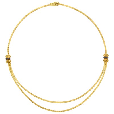 Lot 1245 - Gold and Sapphire Sapphire Swag Necklace