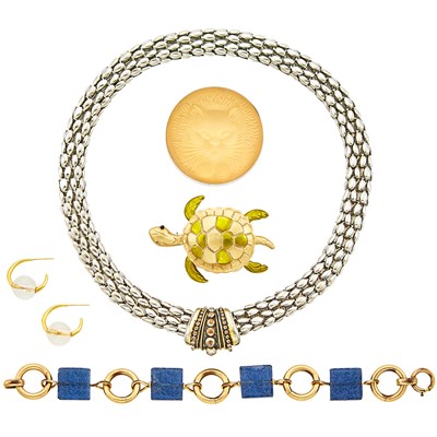 Lot 1281 - Group of Costume Jewelry and Pair of Gold and Glass Hoop Earrings