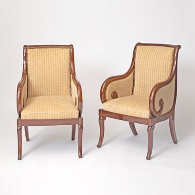 Lot 192 - Pair of Louis Philippe Upholstered Mahogany Bergères