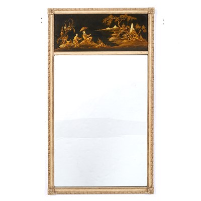 Lot 188 - Louis XVI Style Painted Chinoiserie Trumeau Mirror