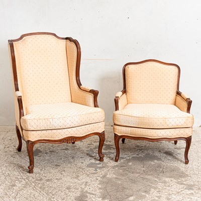 Lot 167 - Two Empire Style Upholstered Stained Wood Armchairs