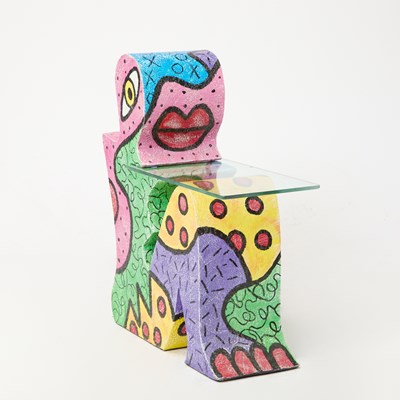 Lot 262 - Abstract Polychrome Painted Figural Table