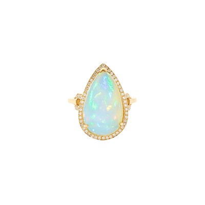 Lot 1023 - Gold, White Opal and Diamond Ring