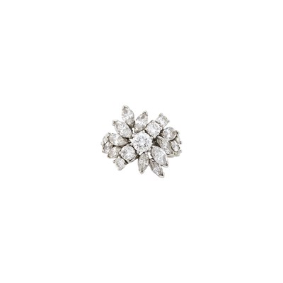 Lot 2275 - Platinum and Diamond Cluster Ring