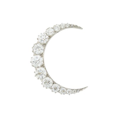 Lot 118 - Theodore B. Starr Platinum, Rose Gold and Diamond Crescent Brooch