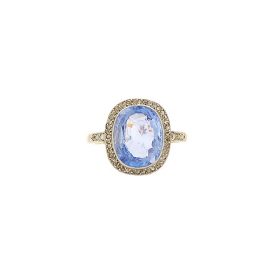 Lot 1142 - Gold, Platinum, Sapphire and Diamond Ring