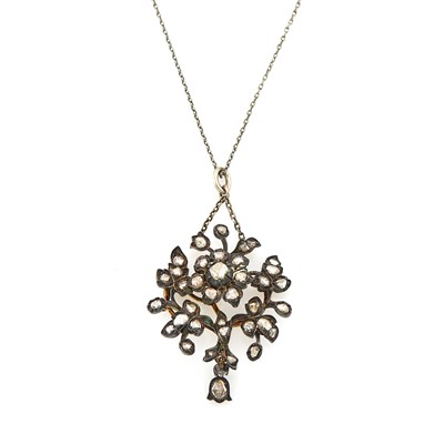 Lot 1118 - Antique Silver and Diamond Pendant with Chain Necklace